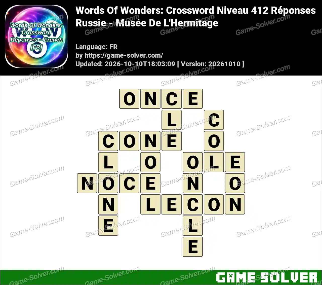 Words Of Wonders: Crossword Niveau 412 Réponses – Russie – Musée De L’Hermitage